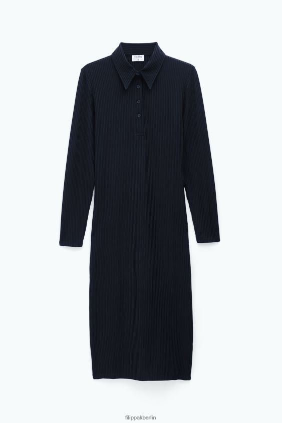 Filippa K L8HHT218 Bekleidung Schwarz Frauen Polokleid aus geripptem Jersey