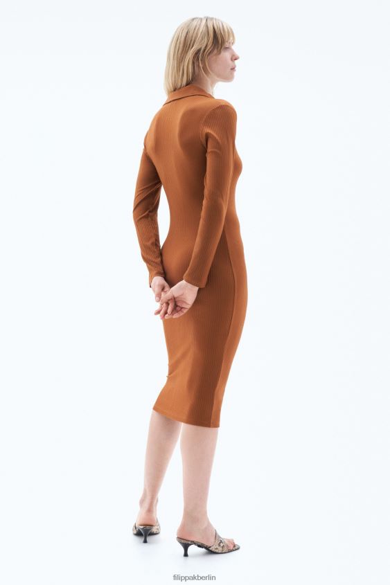 Filippa K L8HHT220 Bekleidung Kastanie Frauen Polokleid aus geripptem Jersey