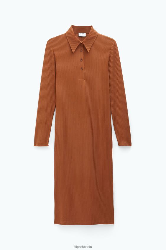 Filippa K L8HHT220 Bekleidung Kastanie Frauen Polokleid aus geripptem Jersey