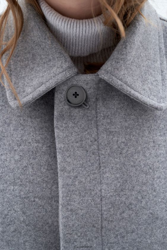Filippa K L8HHT17 Bekleidung graue Melange Frauen Automantel aus Wolle