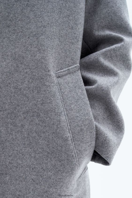 Filippa K L8HHT17 Bekleidung graue Melange Frauen Automantel aus Wolle