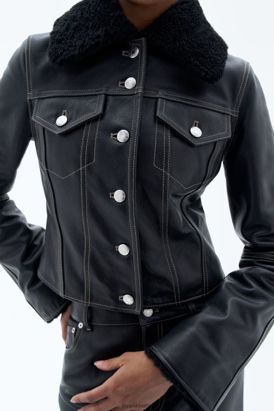 Filippa K L8HHT2 Bekleidung Schwarz Frauen Lederjacke