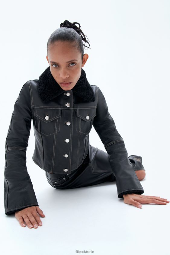Filippa K L8HHT2 Bekleidung Schwarz Frauen Lederjacke
