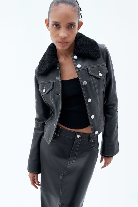 Filippa K L8HHT2 Bekleidung Schwarz Frauen Lederjacke