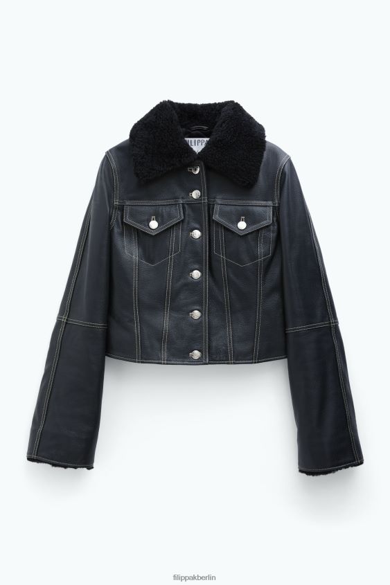 Filippa K L8HHT2 Bekleidung Schwarz Frauen Lederjacke