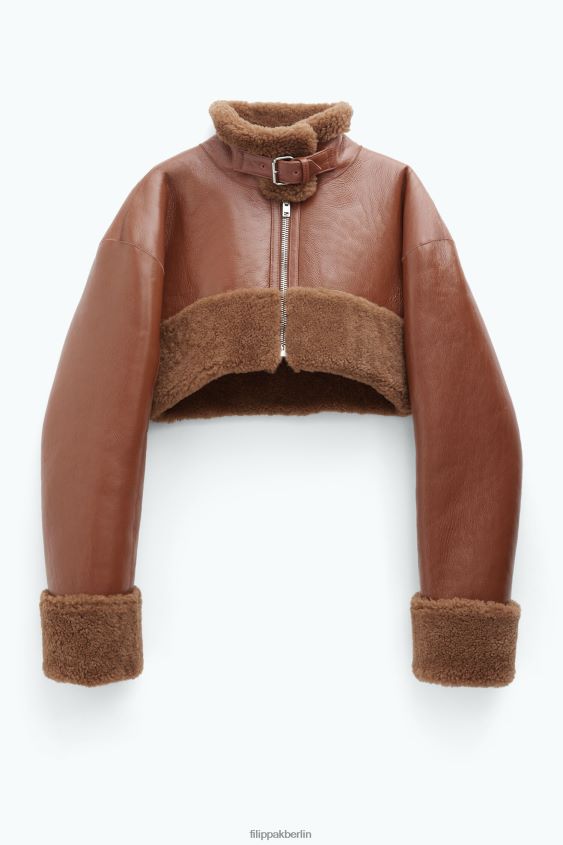 Filippa K L8HHT3 Bekleidung Kastanie Frauen Kurz geschnittene Lammfelljacke