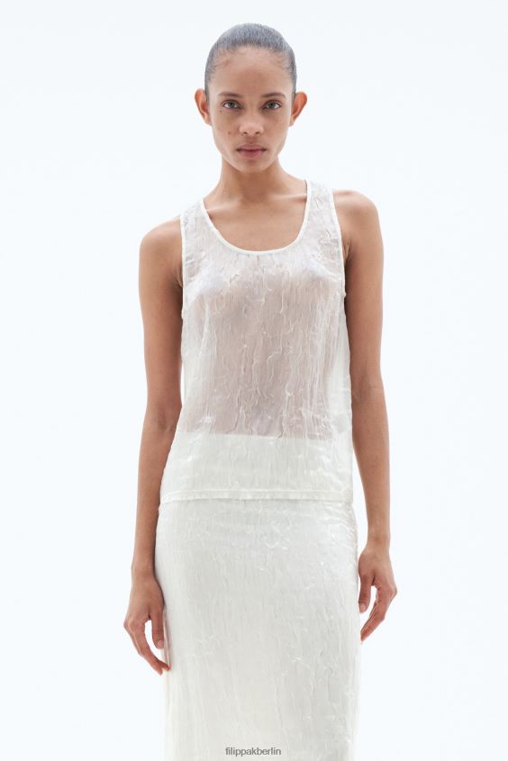 Filippa K L8HHT126 Bekleidung Winterweiß Frauen Tanktop in Knitteroptik
