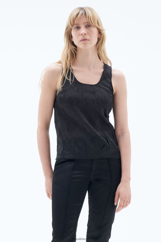 Filippa K L8HHT128 Bekleidung Schwarz Frauen Tanktop in Knitteroptik