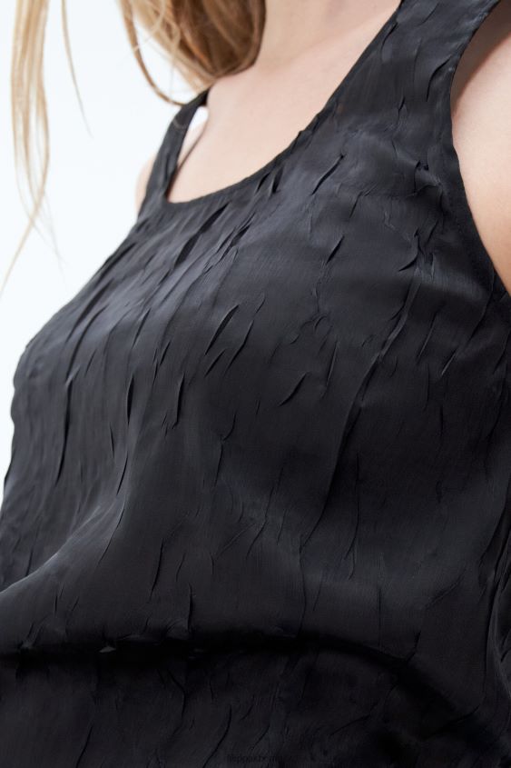 Filippa K L8HHT128 Bekleidung Schwarz Frauen Tanktop in Knitteroptik