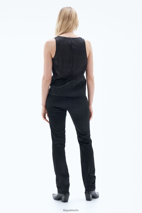 Filippa K L8HHT128 Bekleidung Schwarz Frauen Tanktop in Knitteroptik