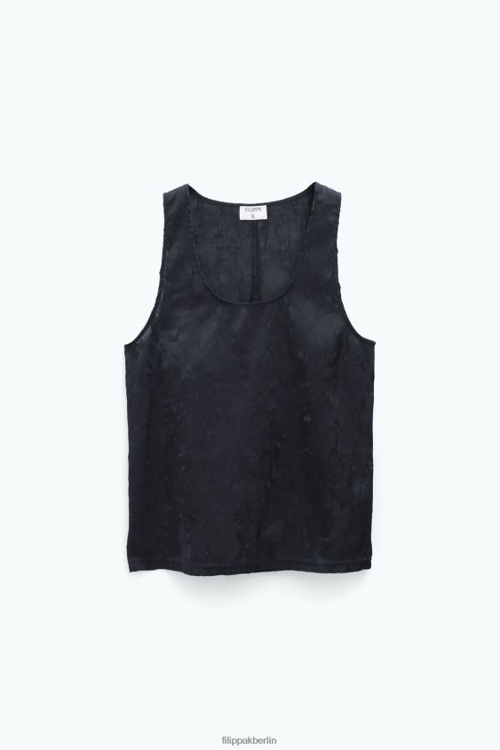 Filippa K L8HHT128 Bekleidung Schwarz Frauen Tanktop in Knitteroptik