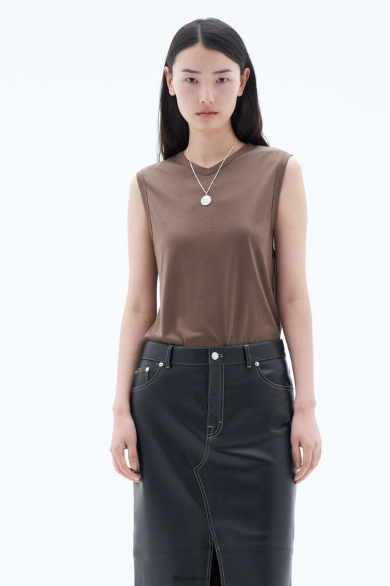 Filippa K L8HHT146 Bekleidung Nougat Frauen Tanktop mit V-Ausschnitt