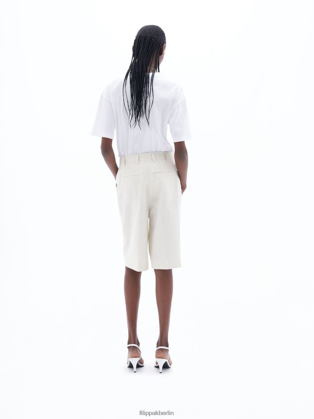 Filippa K L8HHT124 Bekleidung Knochenweiß/weißer Nadelstreifen Frauen Lässige Nadelstreifen-Shorts
