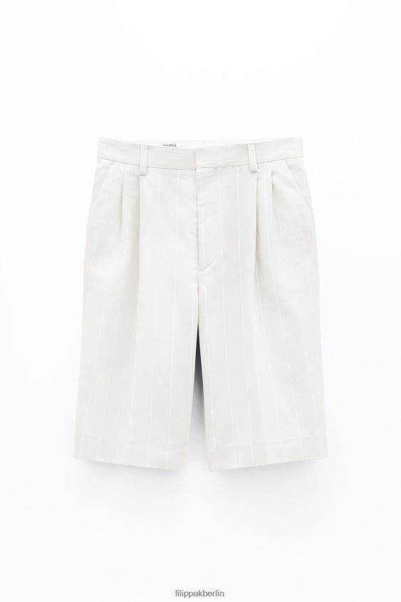 Filippa K L8HHT124 Bekleidung Knochenweiß/weißer Nadelstreifen Frauen Lässige Nadelstreifen-Shorts