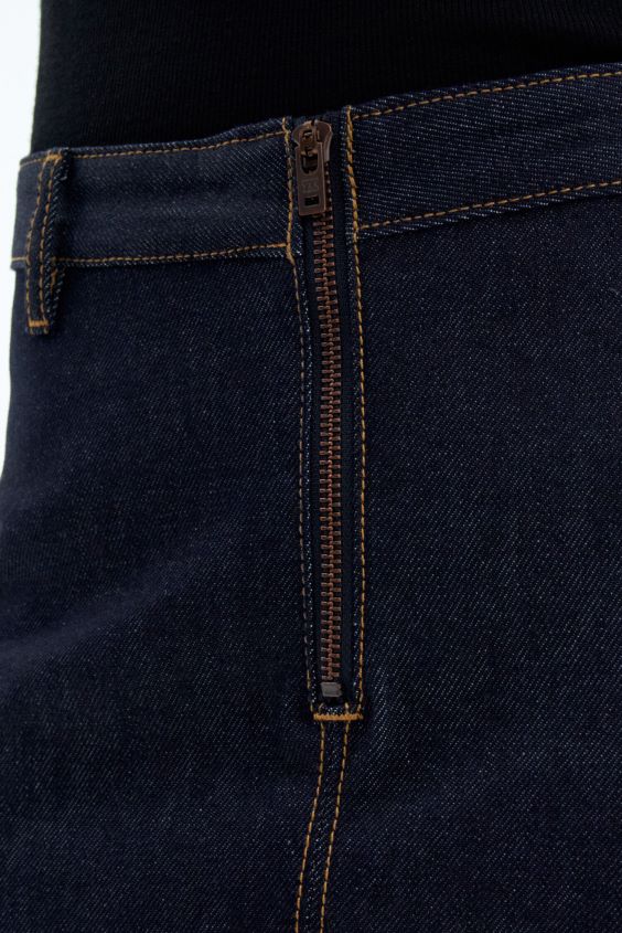 Filippa K L8HHT223 Bekleidung Mitternachtsblau Frauen Denim-Midi-Rock mit Reißverschluss