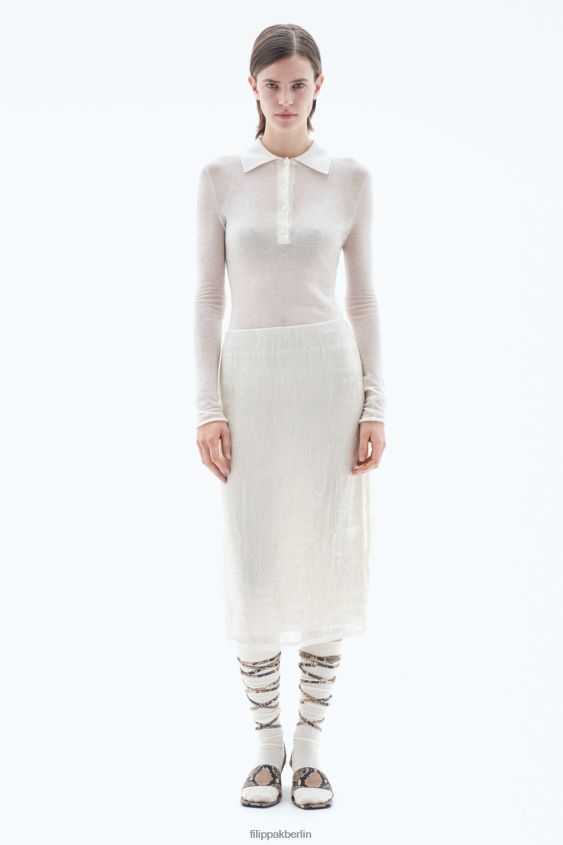 Filippa K L8HHT224 Bekleidung Winterweiß Frauen Bleistiftrock in Knitteroptik
