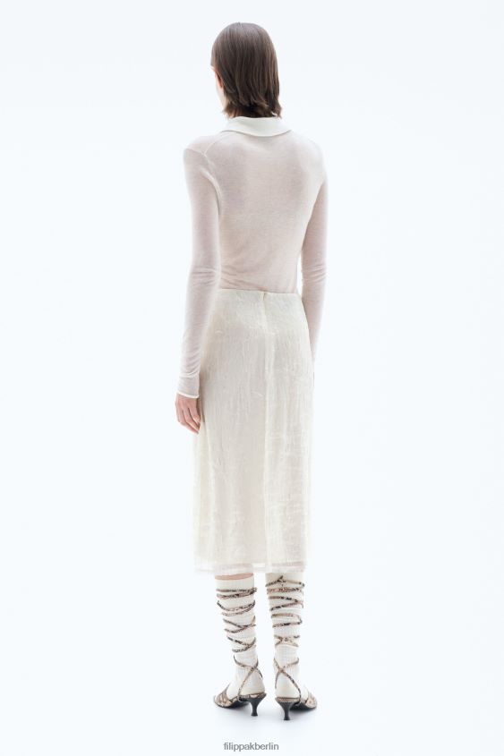 Filippa K L8HHT224 Bekleidung Winterweiß Frauen Bleistiftrock in Knitteroptik