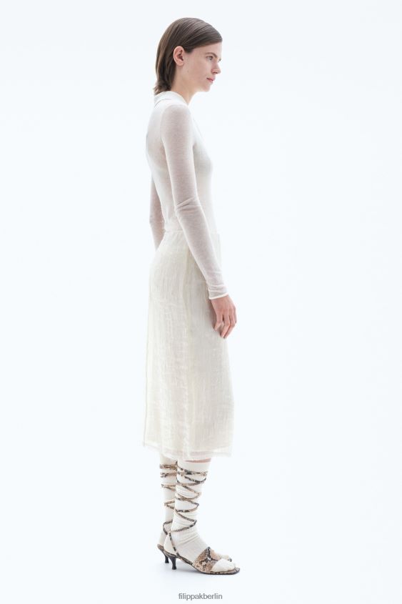 Filippa K L8HHT224 Bekleidung Winterweiß Frauen Bleistiftrock in Knitteroptik