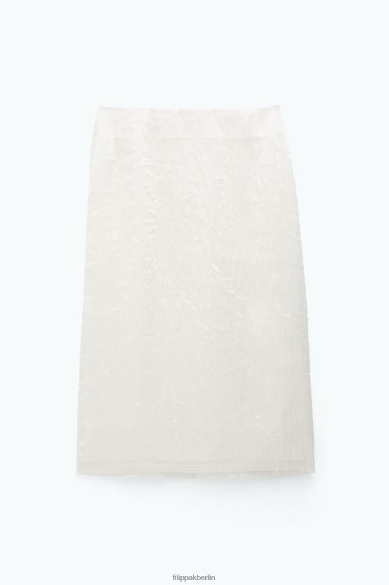 Filippa K L8HHT224 Bekleidung Winterweiß Frauen Bleistiftrock in Knitteroptik