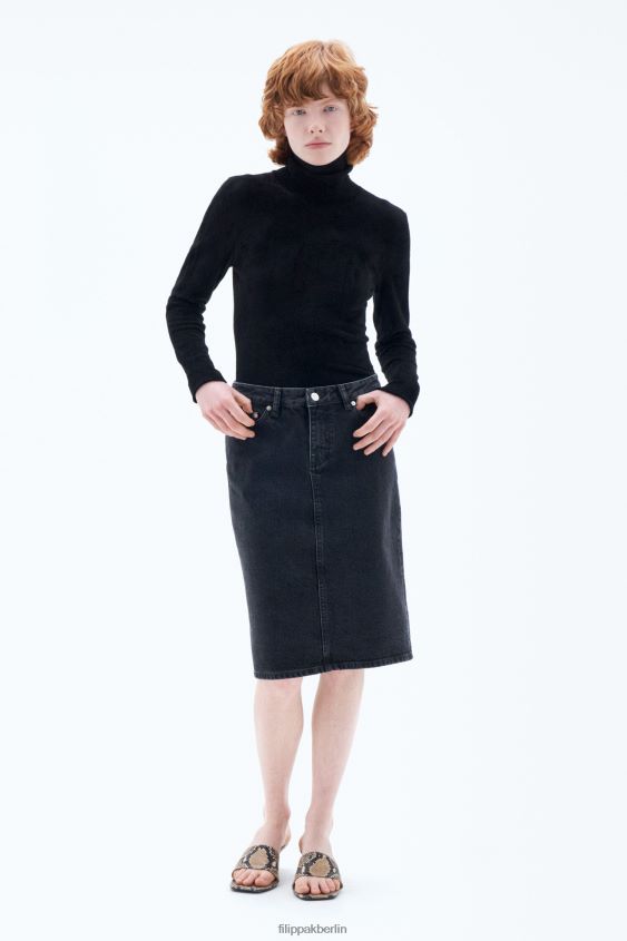Filippa K L8HHT225 Bekleidung Anthrazitschwarz Frauen Jeans-Midirock