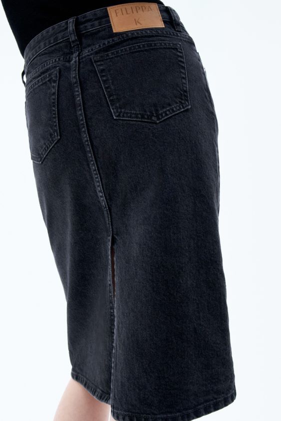 Filippa K L8HHT225 Bekleidung Anthrazitschwarz Frauen Jeans-Midirock