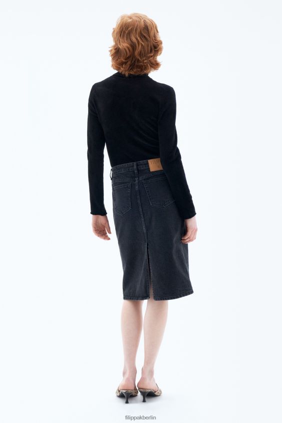 Filippa K L8HHT225 Bekleidung Anthrazitschwarz Frauen Jeans-Midirock