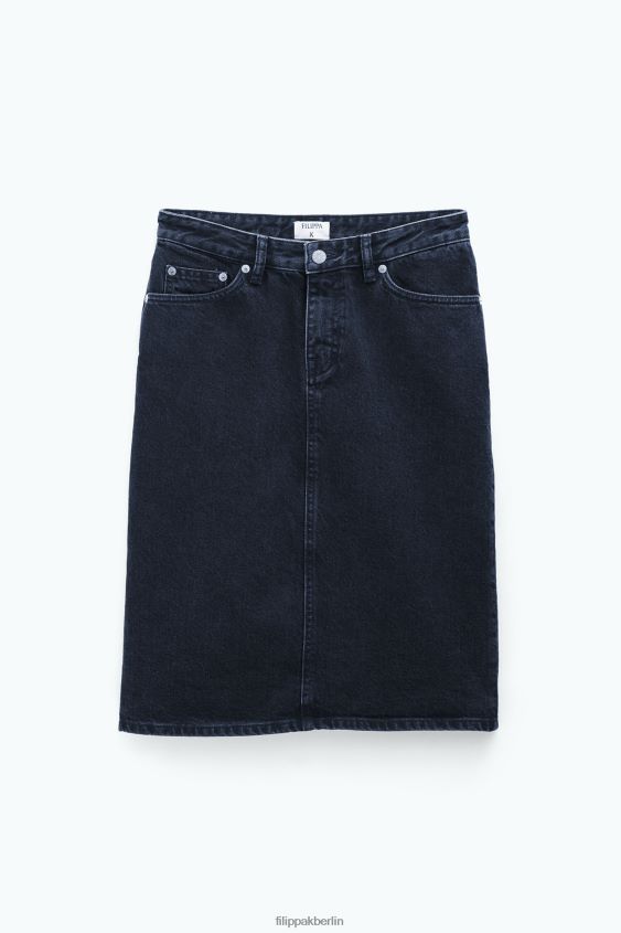 Filippa K L8HHT225 Bekleidung Anthrazitschwarz Frauen Jeans-Midirock