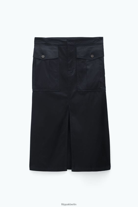 Filippa K L8HHT226 Bekleidung Schwarz Frauen langer Cargorock