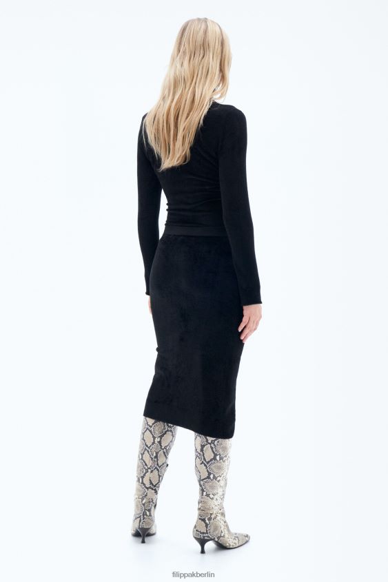 Filippa K L8HHT227 Bekleidung Schwarz Frauen Chenille-Strickrock