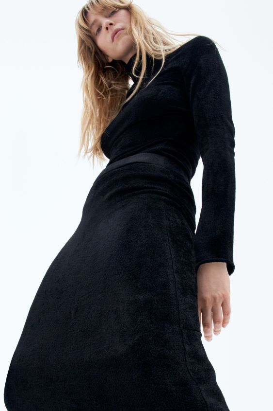 Filippa K L8HHT227 Bekleidung Schwarz Frauen Chenille-Strickrock