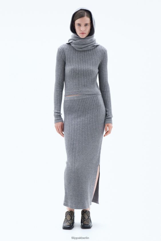 Filippa K L8HHT230 Bekleidung mittelgrau meliert Frauen Rippstrickrock