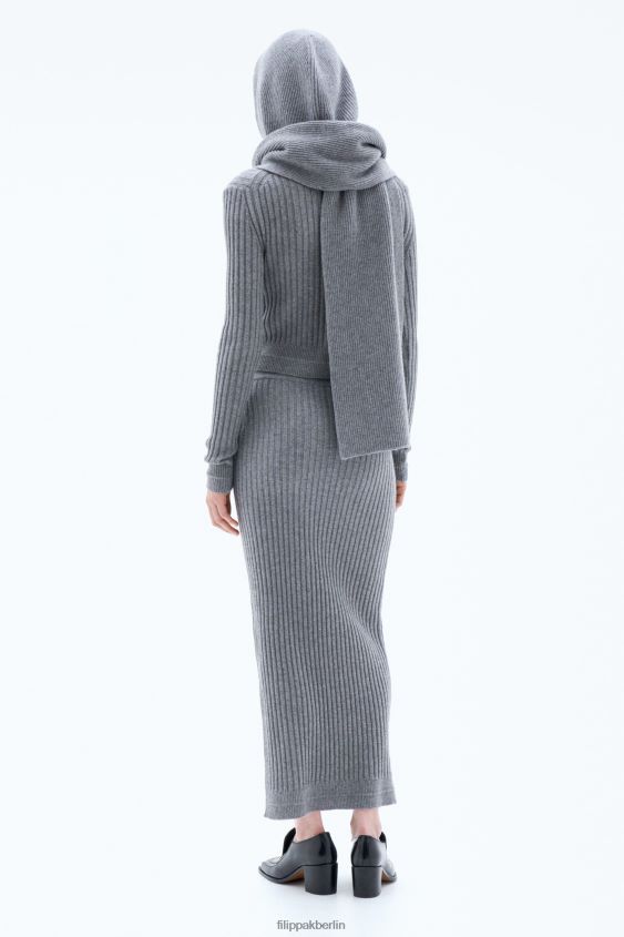 Filippa K L8HHT230 Bekleidung mittelgrau meliert Frauen Rippstrickrock