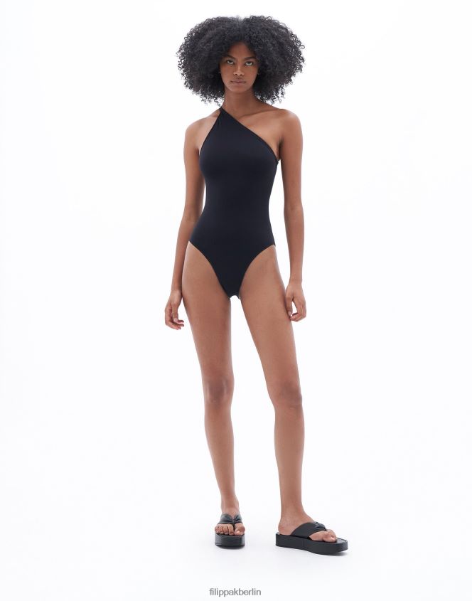 Filippa K L8HHT245 Bekleidung Schwarz Frauen asymmetrischer Badeanzug