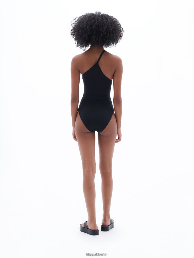 Filippa K L8HHT245 Bekleidung Schwarz Frauen asymmetrischer Badeanzug