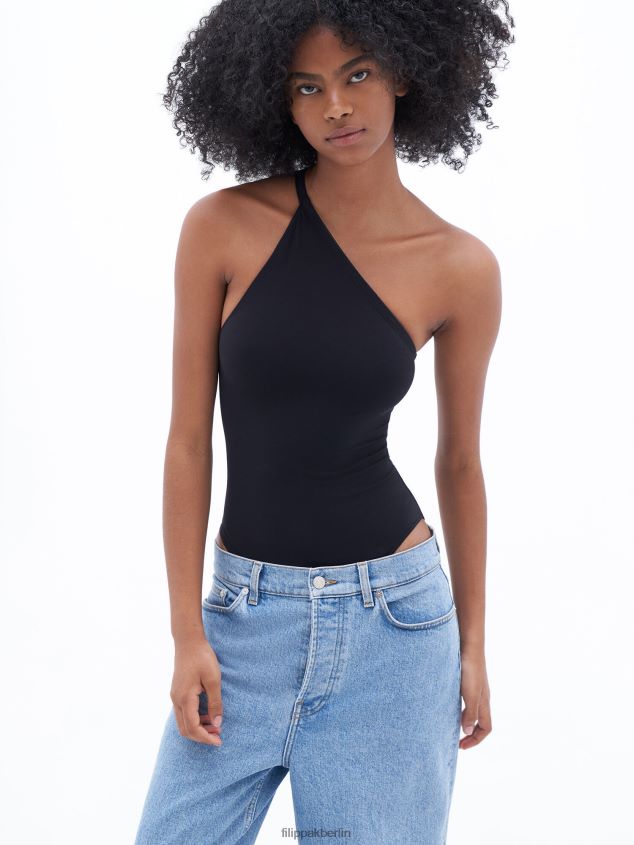 Filippa K L8HHT245 Bekleidung Schwarz Frauen asymmetrischer Badeanzug