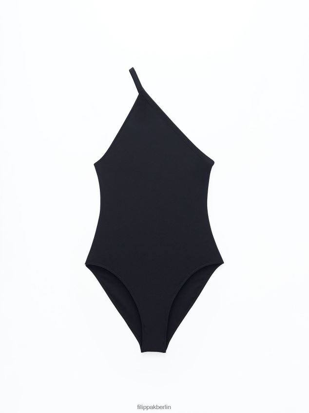 Filippa K L8HHT245 Bekleidung Schwarz Frauen asymmetrischer Badeanzug