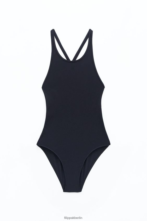 Filippa K L8HHT246 Bekleidung Schwarz Frauen Badeanzug mit überkreuztem Rücken
