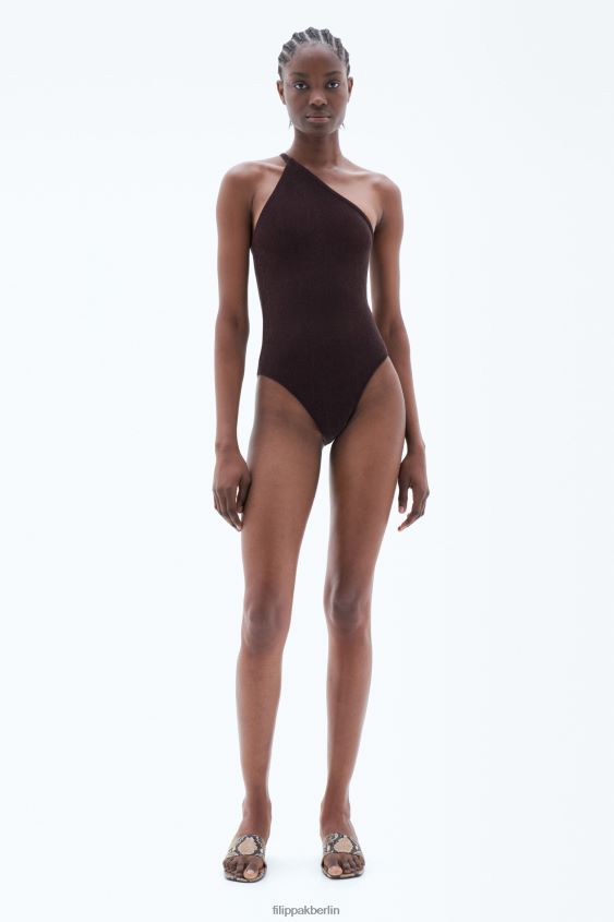 Filippa K L8HHT249 Bekleidung lilabraun Frauen asymmetrischer Badeanzug