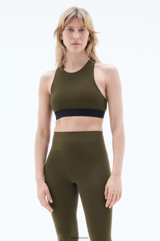 Filippa K L8HHT238 Bekleidung olivgrün Frauen Geripptes BH-Oberteil
