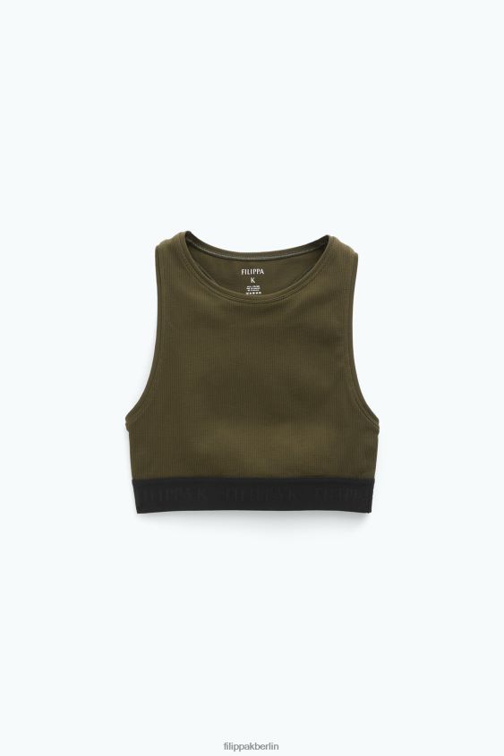 Filippa K L8HHT238 Bekleidung olivgrün Frauen Geripptes BH-Oberteil