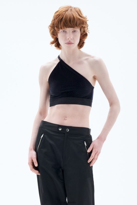 Filippa K L8HHT241 Bekleidung Schwarz Frauen asymmetrischer Samt-BH