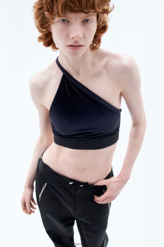 Filippa K L8HHT241 Bekleidung Schwarz Frauen asymmetrischer Samt-BH