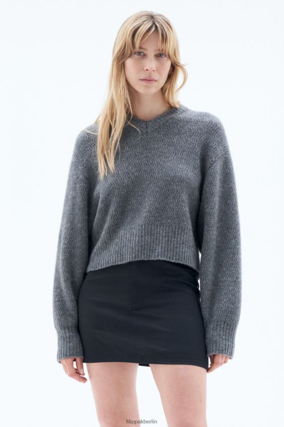 Filippa K L8HHT28 Bekleidung mittelgrau meliert Frauen Yak-Pullover mit Struktur