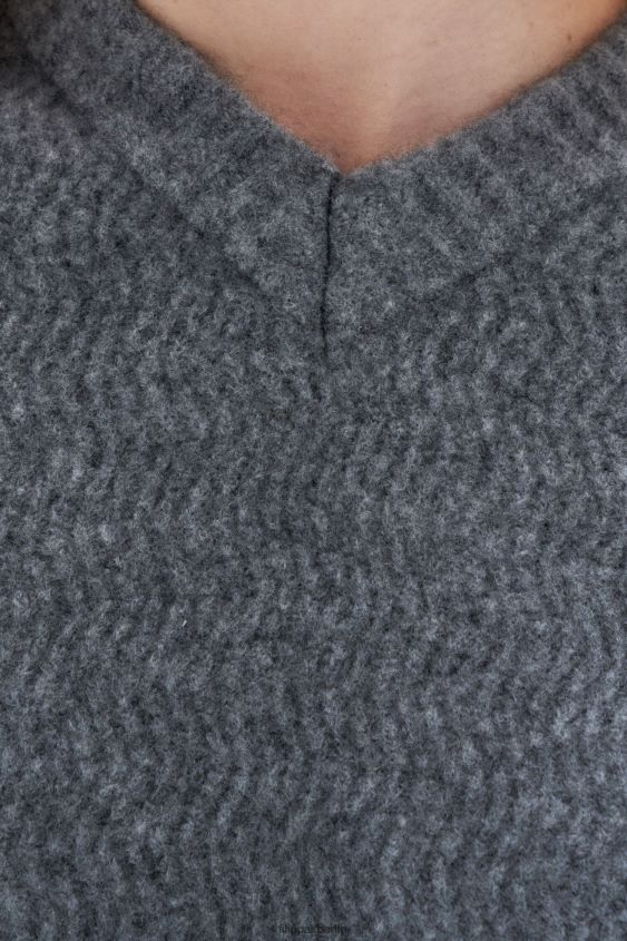 Filippa K L8HHT28 Bekleidung mittelgrau meliert Frauen Yak-Pullover mit Struktur