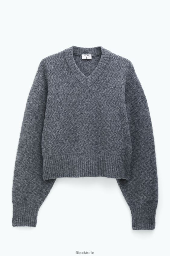Filippa K L8HHT28 Bekleidung mittelgrau meliert Frauen Yak-Pullover mit Struktur
