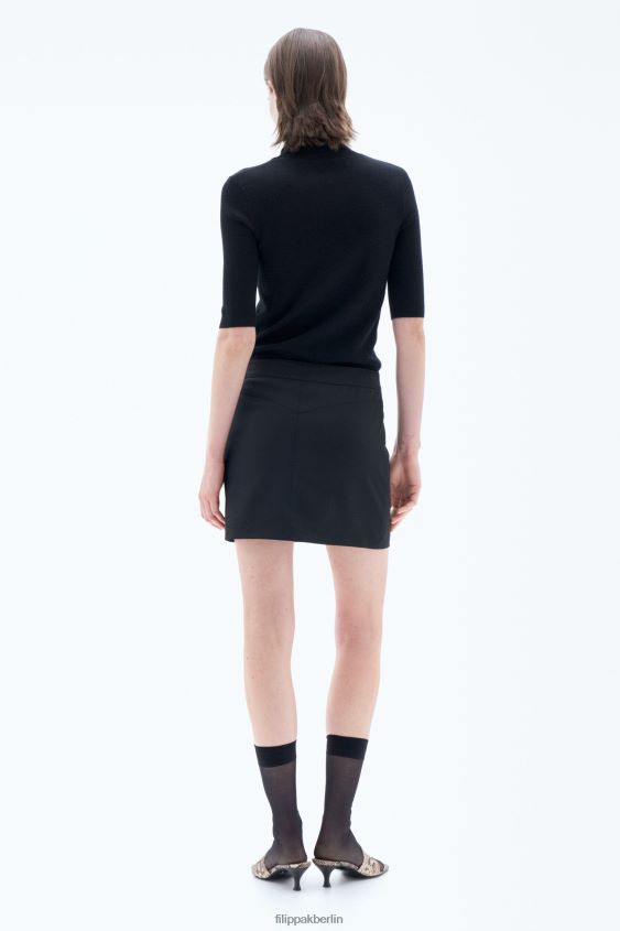 Filippa K L8HHT29 Bekleidung Schwarz Frauen Merino-Oberteil mit Ellenbogenärmeln