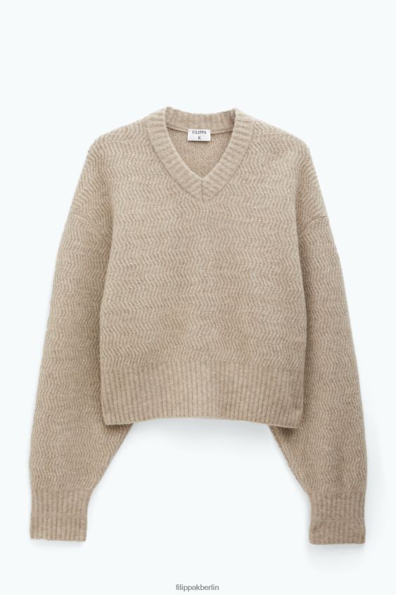Filippa K L8HHT30 Bekleidung Beige-Melange Frauen Yak-Pullover mit Struktur