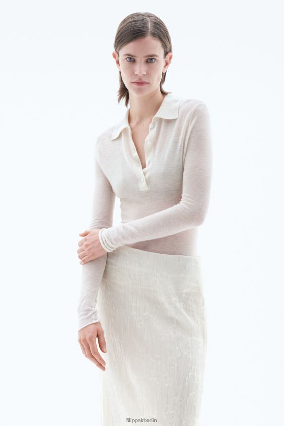 Filippa K L8HHT33 Bekleidung Winterweiß Frauen Gestrickter Polopullover