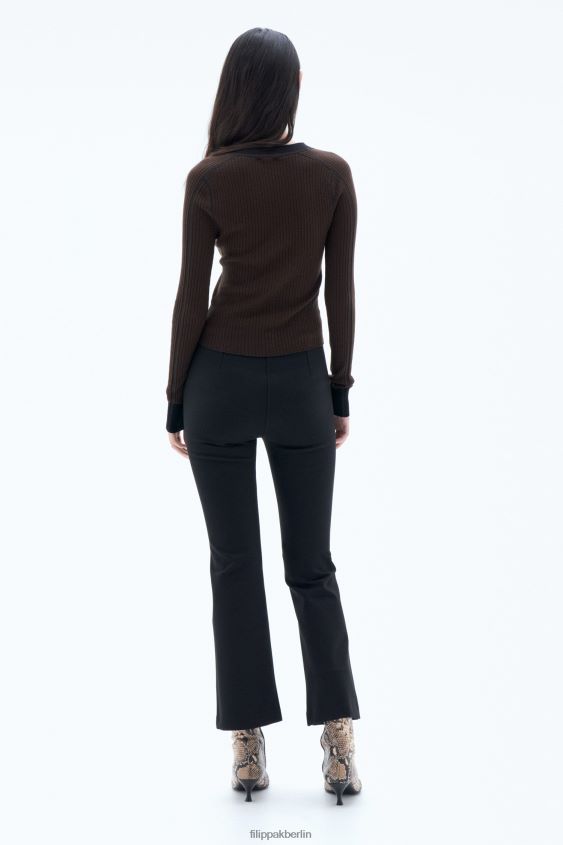 Filippa K L8HHT34 Bekleidung dunkle Schokolade/schwarz Frauen leichter Ripp-Cardigan