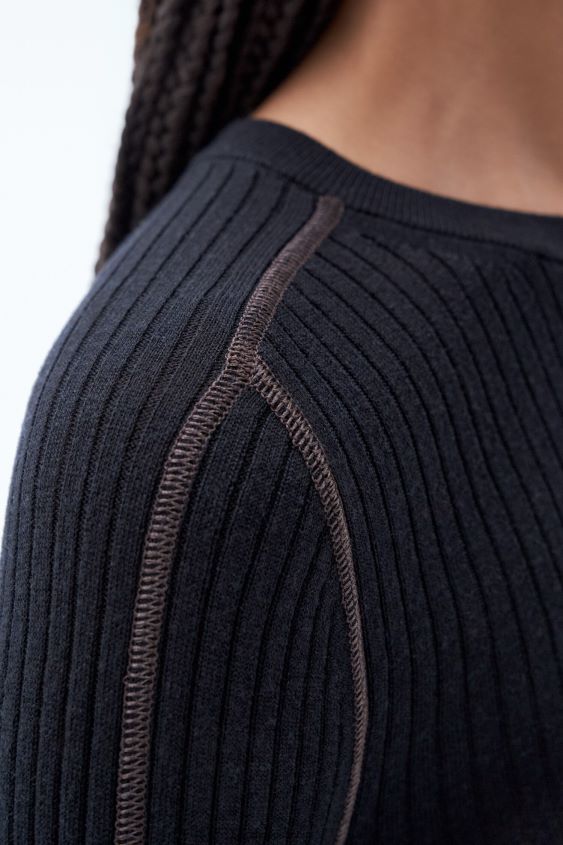 Filippa K L8HHT39 Bekleidung Schwarz Braun Frauen Leichter Ripppullover